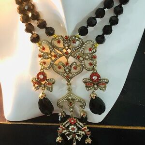 Heidi Daus “Seductive FANTASY”… Elegant Black and Gold Necklace